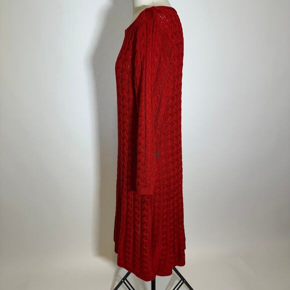 NWT Jessica Howard Red Cable Knit Sweater Dress Womens Plus Size 1X 3/4 Sleeves - Picture 5 of 9